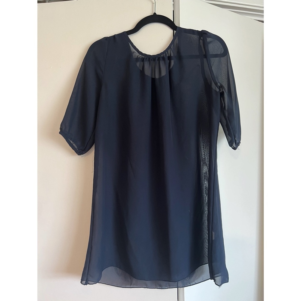 VTG sheer mini navy dress
